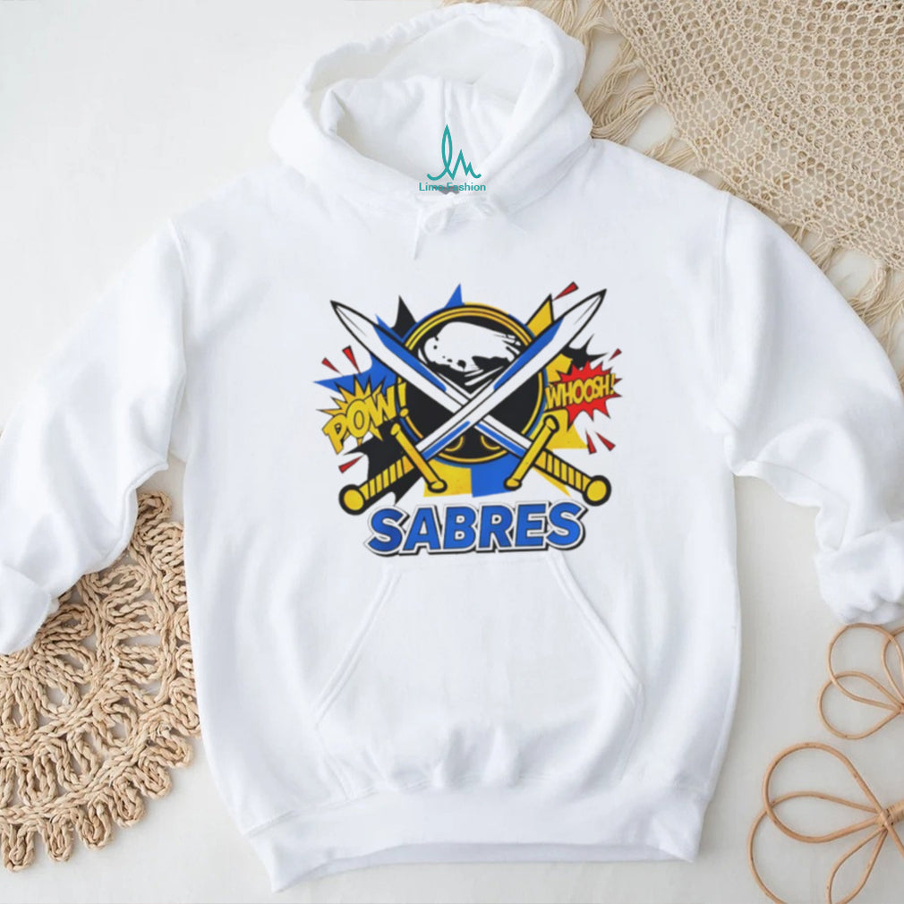 Buffalo Sabres Comic Book Style Pow Whoosh Hockey T Shirt