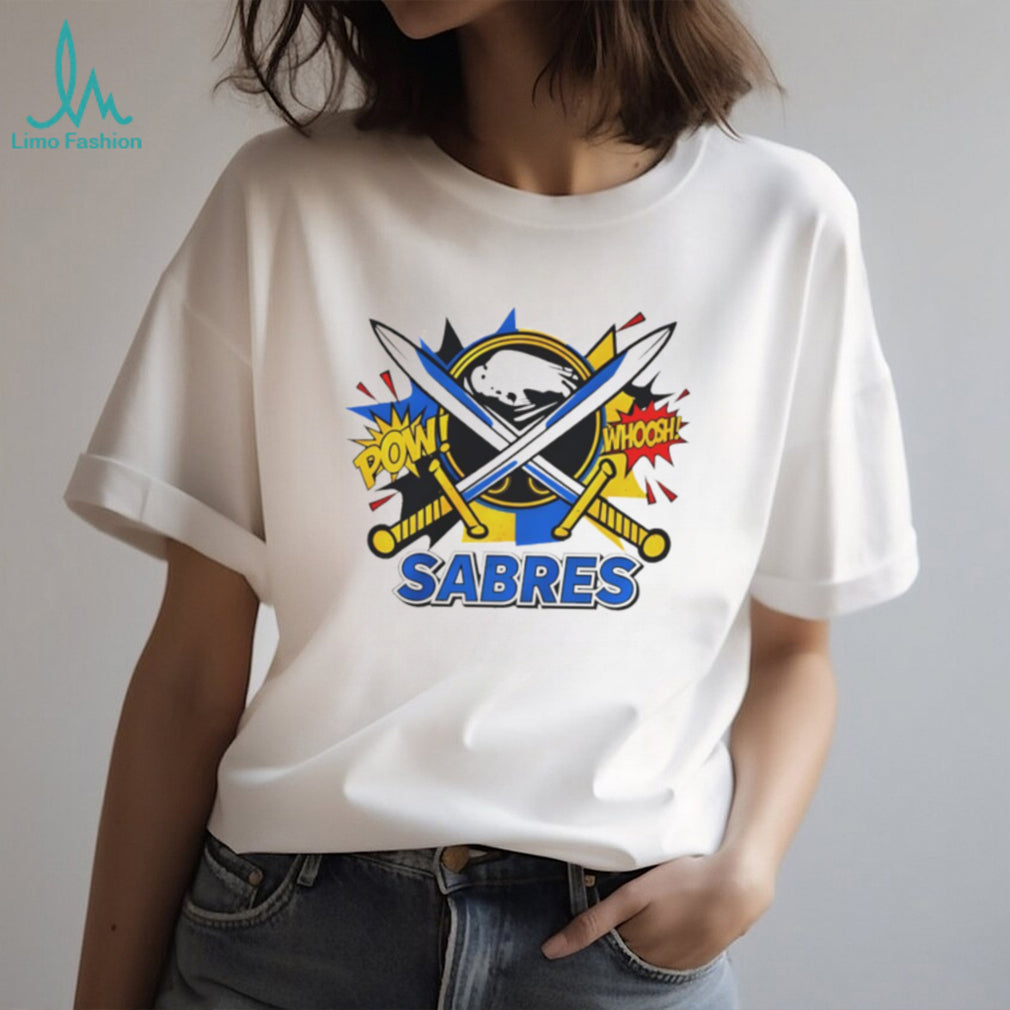 Buffalo Sabres Comic Book Style Pow Whoosh Hockey T Shirt