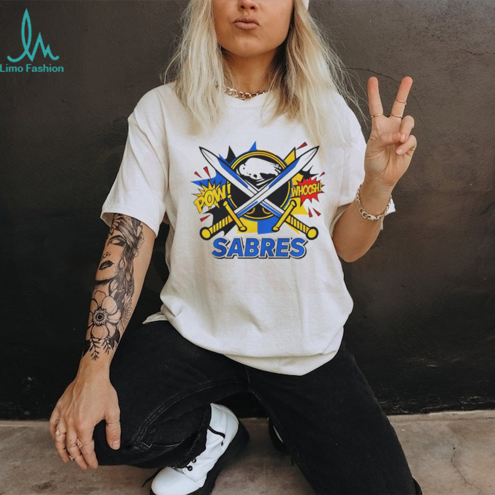Buffalo Sabres Comic Book Style Pow Whoosh Hockey T Shirt