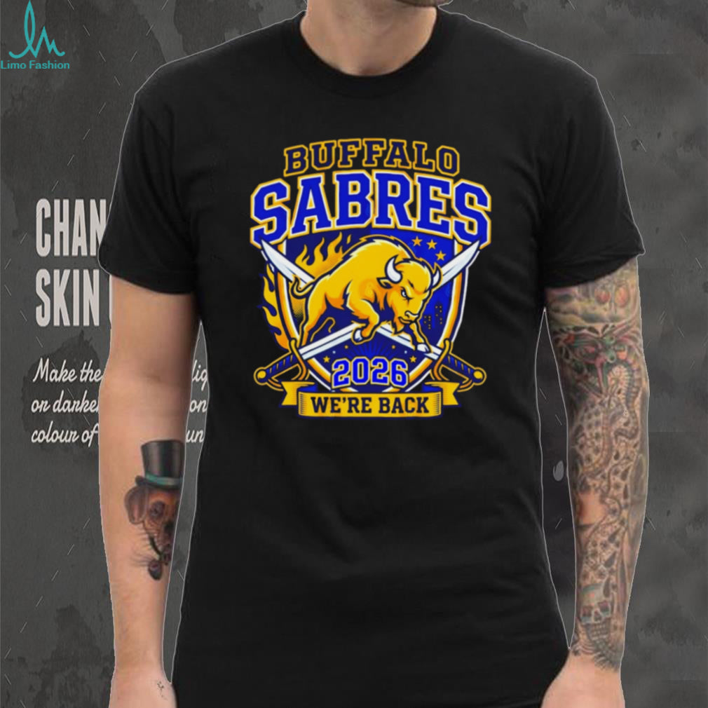 Buffalo Sabres We’re Back 2026 Charging Buffalo Logo T Shirt