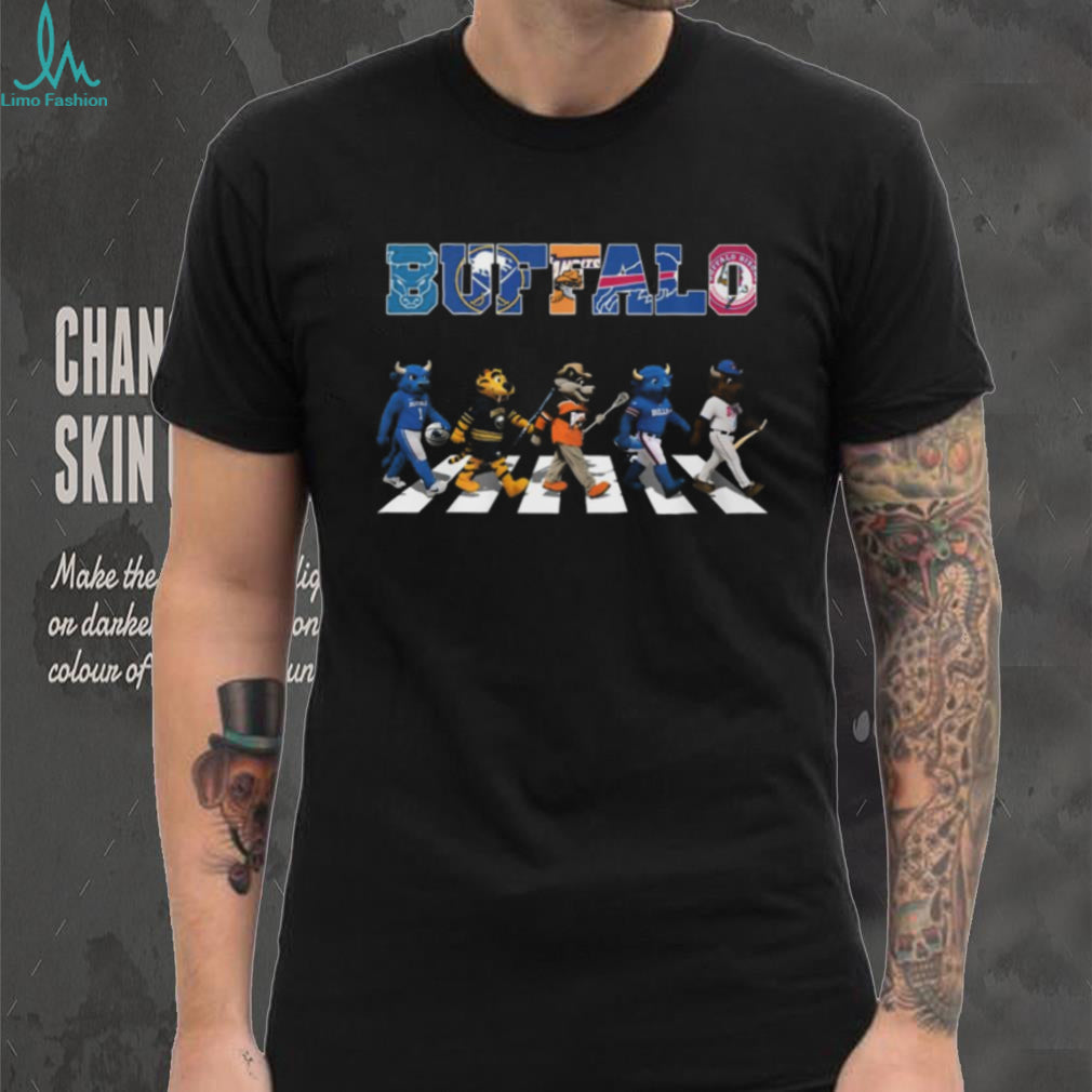 Buffalo Sports Mascots Abbey Road Crossing Sabres Bills Bisons Bandits T Shirt