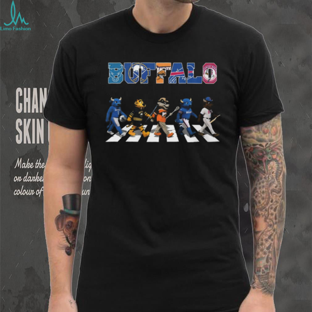 Buffalo Sports Teams Mascots Abbey Road Crossing Buffalo Fans T Shirt