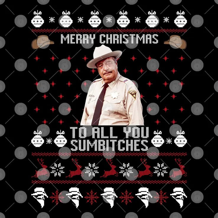 Buford T. Justice Merry Christmas To All You Sumbitches Ugly Christmas T Shirt