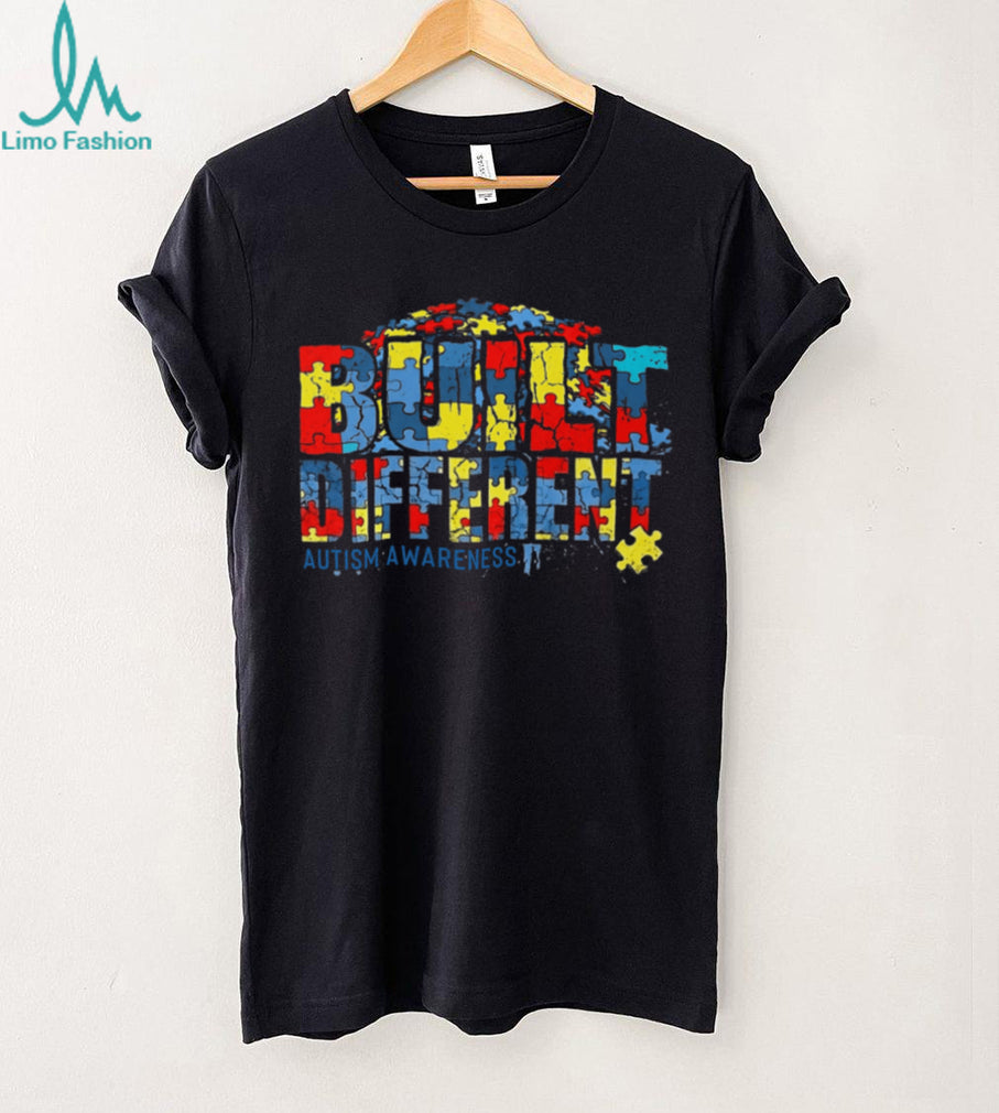 Built Different Autism Awareness Puzzle Piece Graphic Long Sleeve T Shirt
