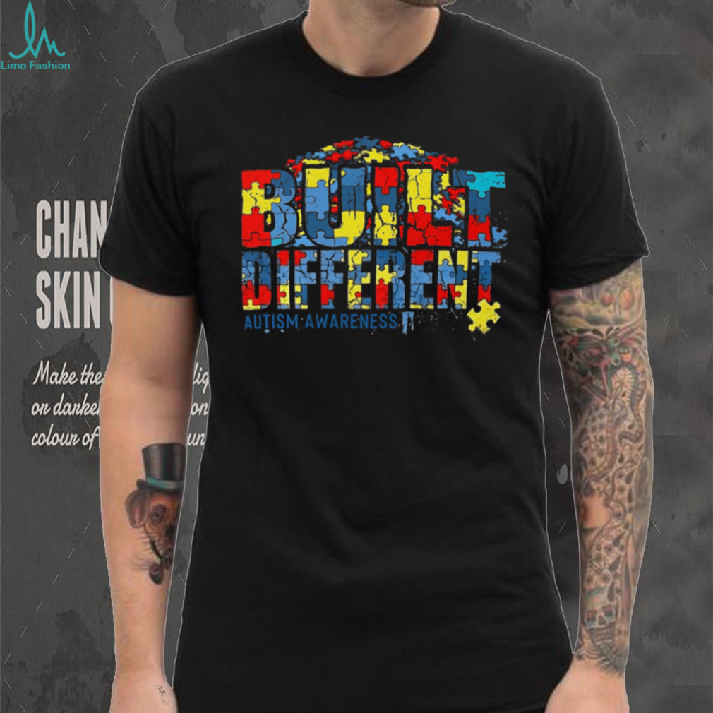 Built Different Autism Awareness Puzzle Piece Graphic Long Sleeve T Shirt