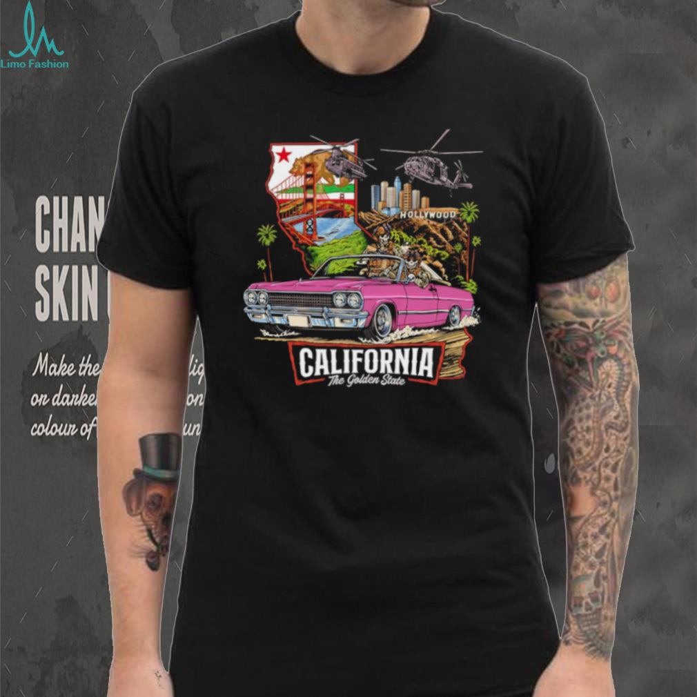 California The Golden State Retro Lowrider T Shirt