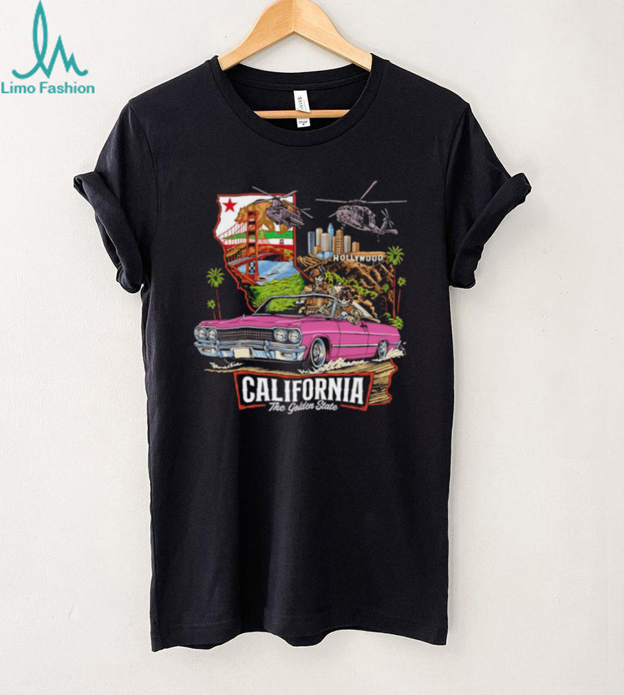 California The Golden State Retro Lowrider T Shirt