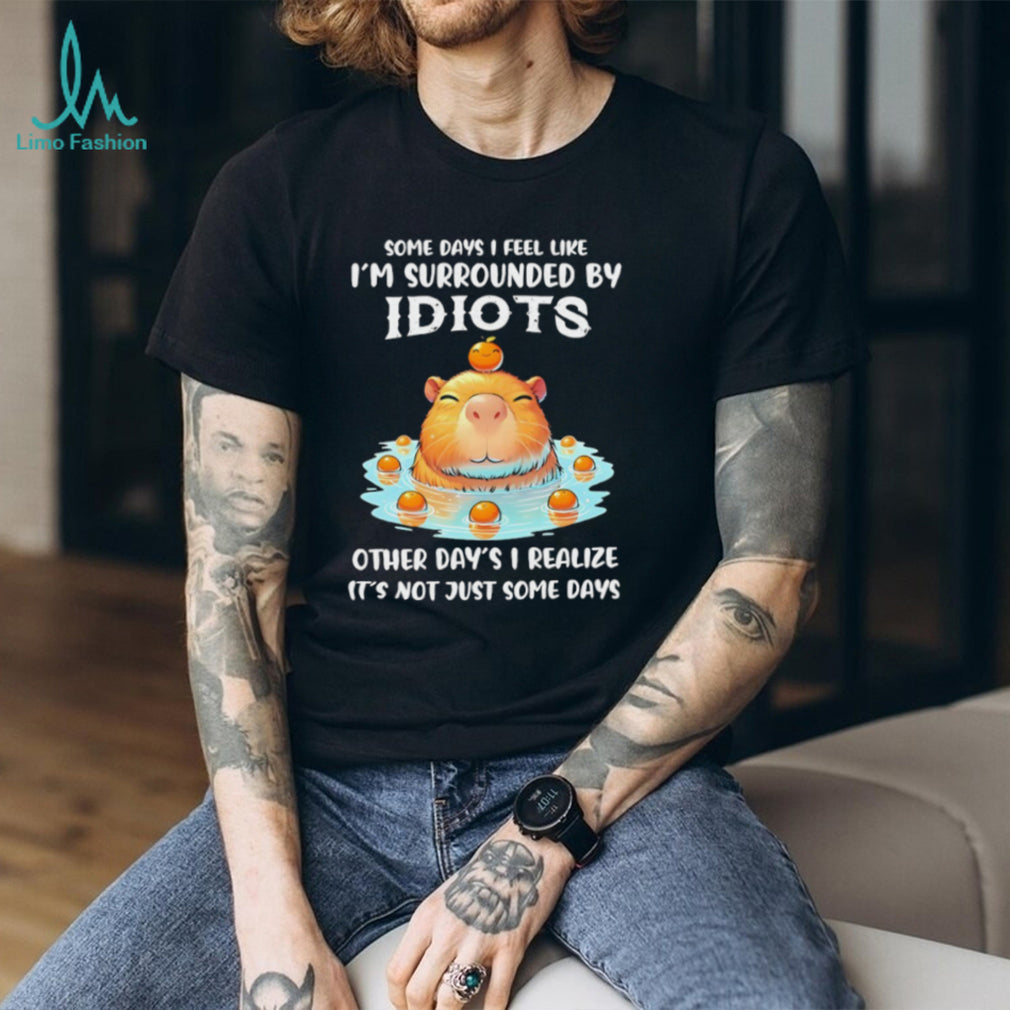 Capybara Surrounded By Idiots Funny Animal Graphic T Shirt