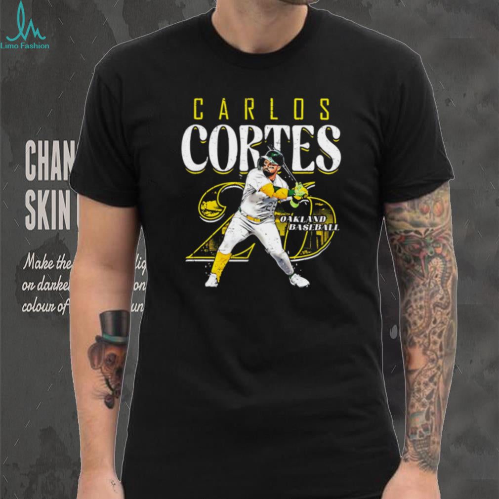 Carlos Cortes Oakland Baseball Star Action Graphic Athletic T Shirt