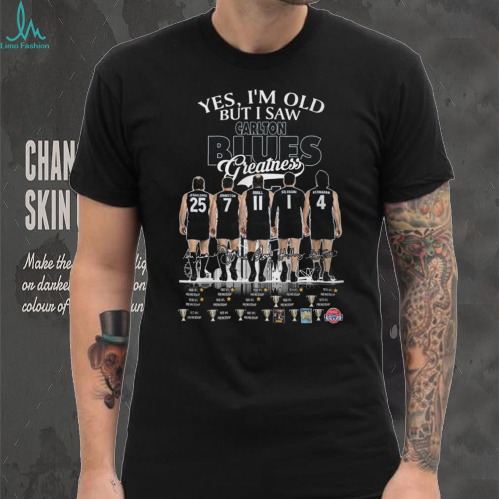 Carlton Blues Greatness Legends Signatures VFLAFL Premiership T Shirt