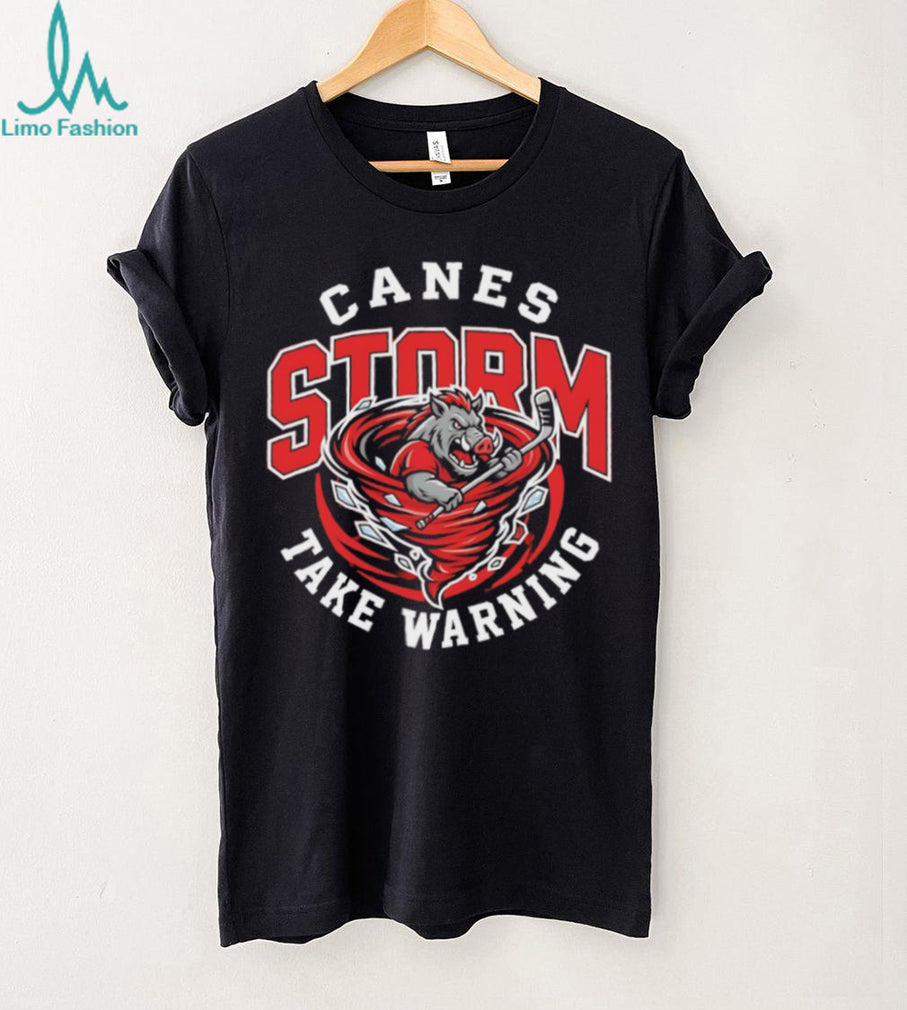 Carolina Hurricanes Canes Storm Take Warning Hockey Mascot Vintage Retro Men Women Fans T Shirt