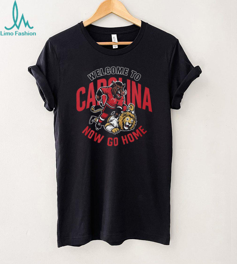 Carolina Hurricanes Hockey Mascot Wild Boar Versus Lion Rivalry Game Fans Men T Shirt
