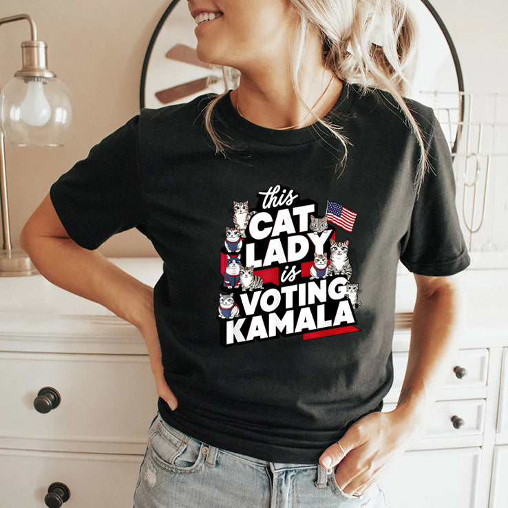 Cat Lady Voting For Kamala Harris 2024 Shirt