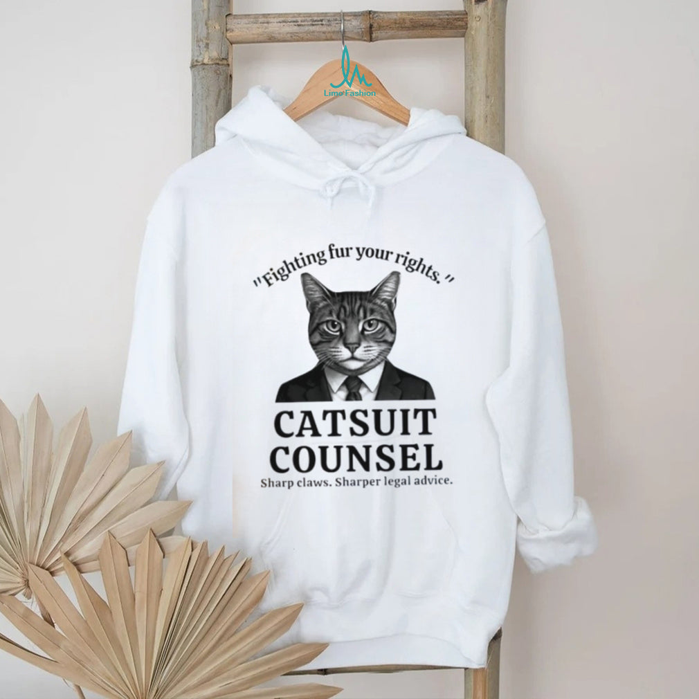 Catsuit Counsel Fighting Fur Your Rights Funny Lawyer Cat Pun Graphic T Shirt
