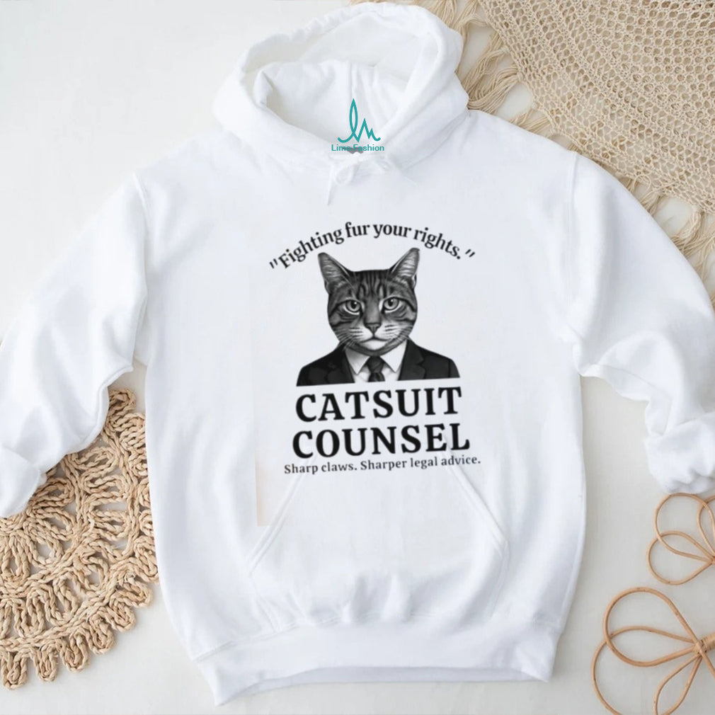 Catsuit Counsel Fighting Fur Your Rights Funny Lawyer Cat Pun Graphic T Shirt