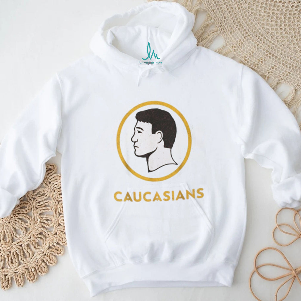 Caucasians Parody Logo Sports Satire White Graphic T Shirt