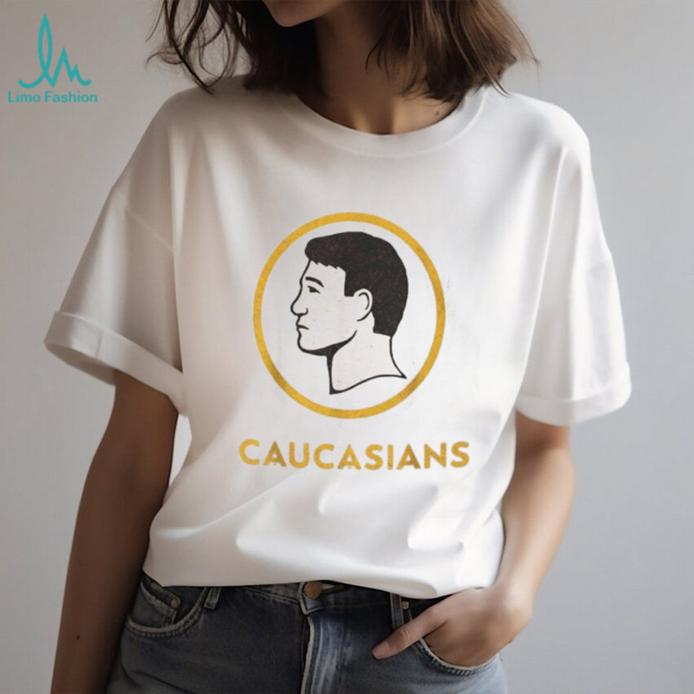 Caucasians Parody Logo Sports Satire White Graphic T Shirt