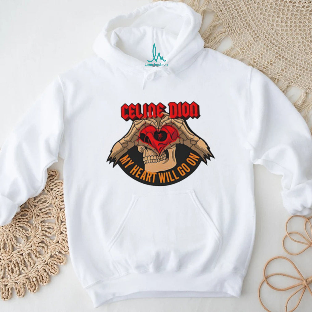 Celine Dion My Heart Will Go On Metal Skull Hand Heart Graphic T Shirt