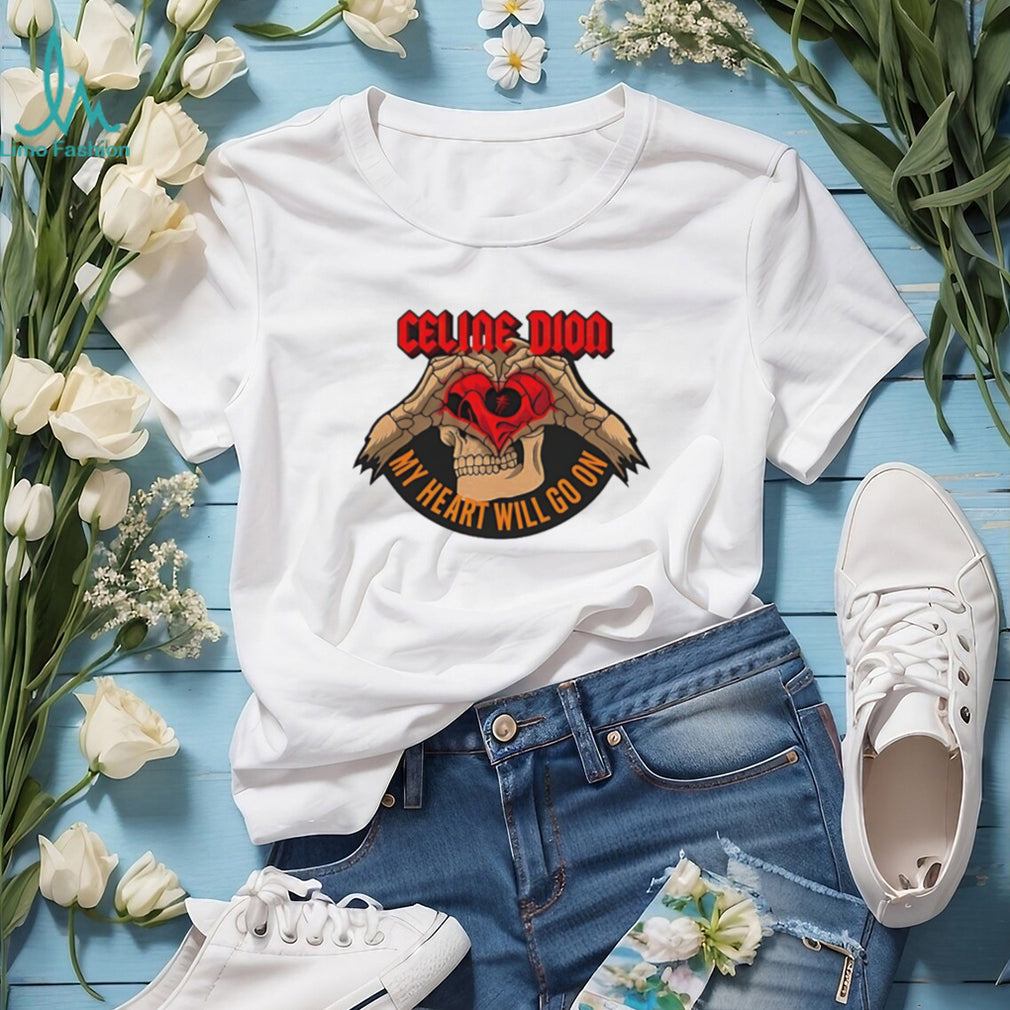 Celine Dion My Heart Will Go On Metal Skull Hand Heart Graphic T Shirt