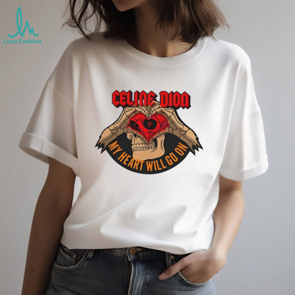 Celine Dion My Heart Will Go On Metal Skull Hand Heart Graphic T Shirt