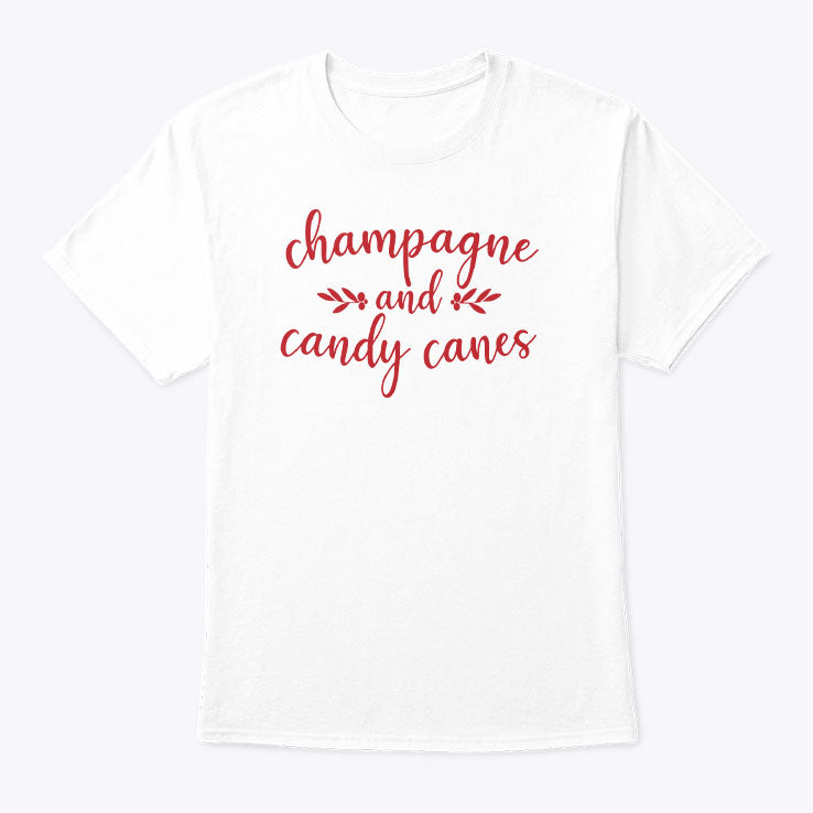Champagne And Candy Canes Christmas T Shirt