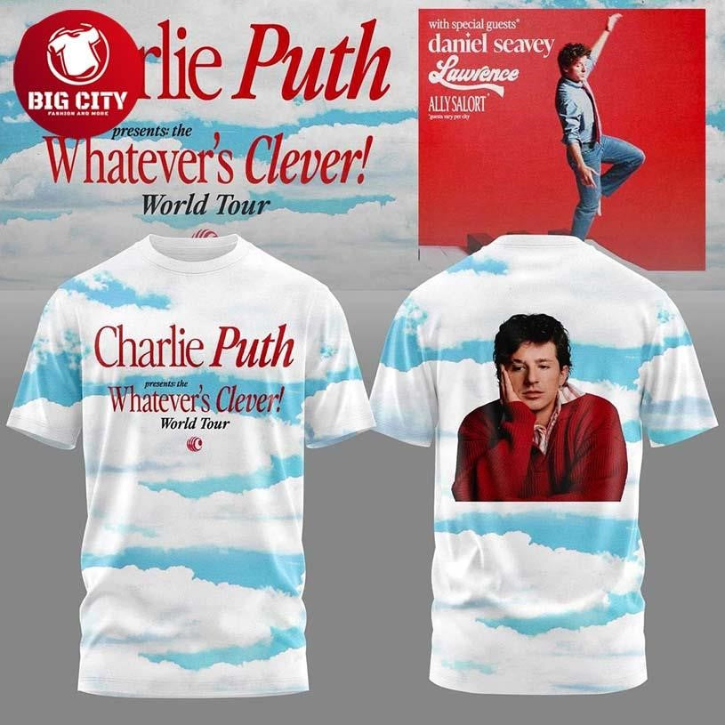 Charlie Puth Whatevers Clever World Tour Two Sided Shirt