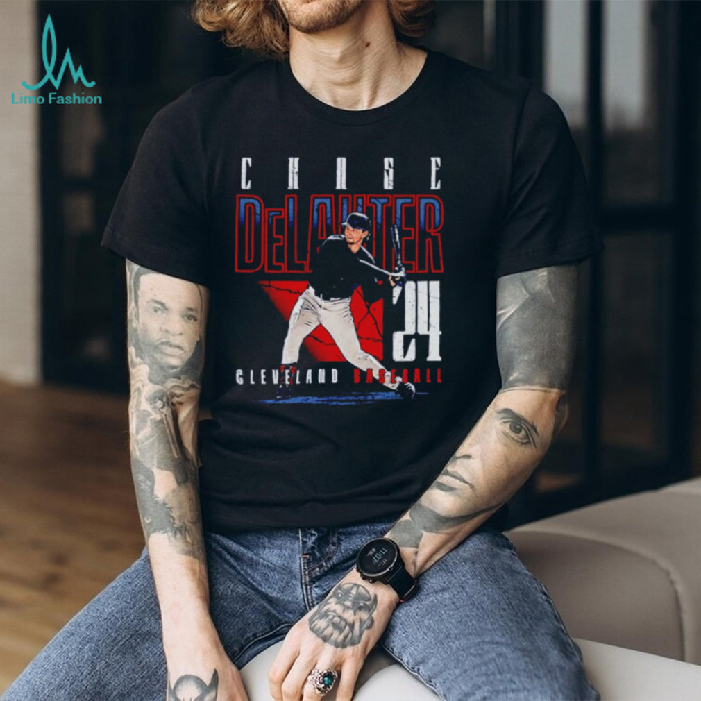 Chase DeLauter Cleveland Baseball #24 Retro Signature Style T Shirt