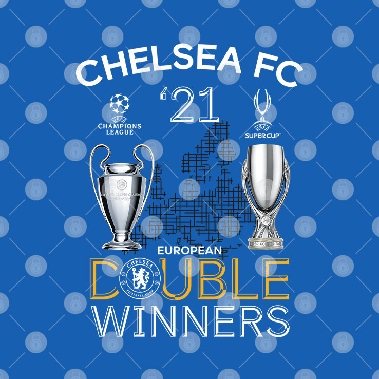 Chelsea 2021 Double Winners Champions League Super Cup T Shirt