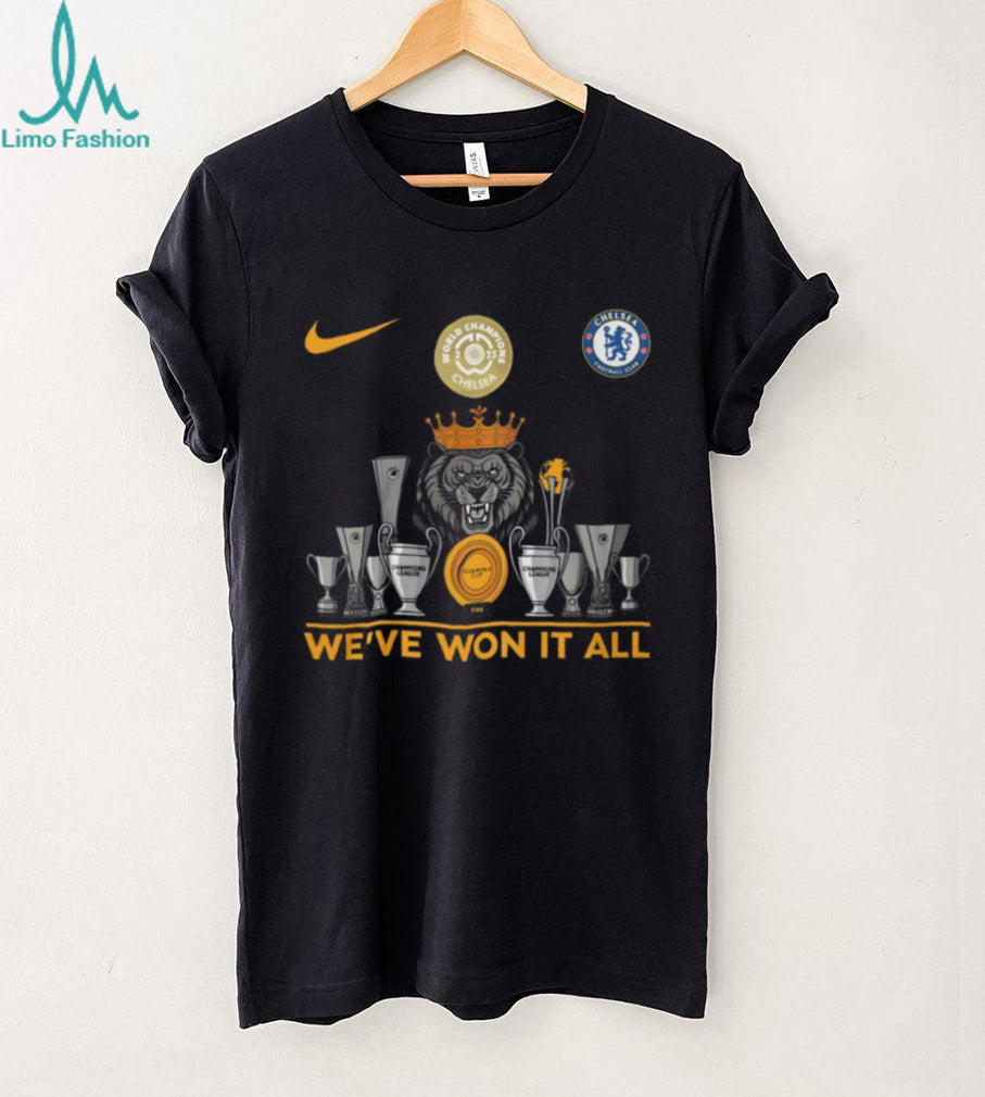 Chelsea FC We’ve Won It All Trophy Collection Lion Crown T Shirt