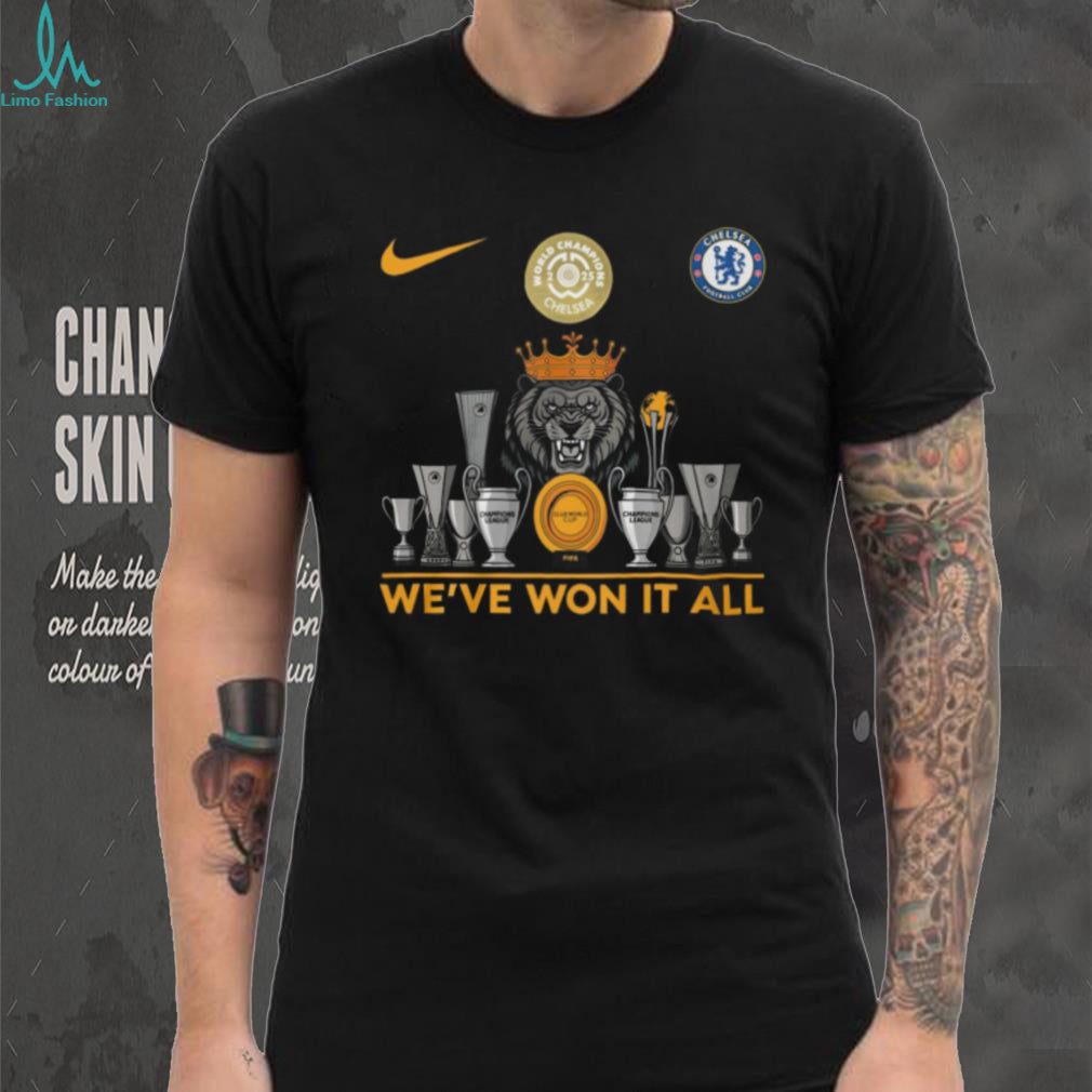 Chelsea FC We’ve Won It All Trophy Collection Lion Crown T Shirt