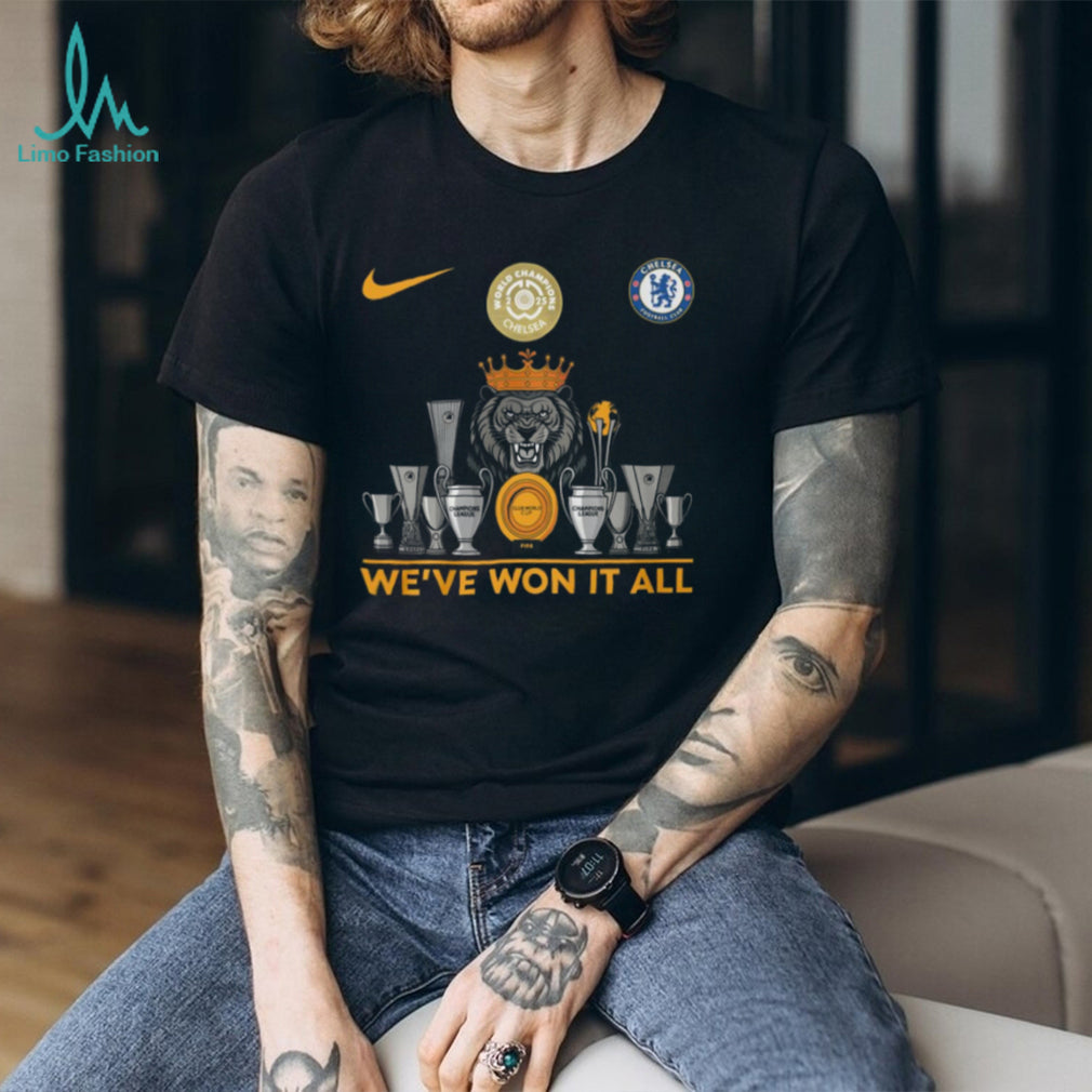 Chelsea FC We’ve Won It All Trophy Collection Lion Crown T Shirt