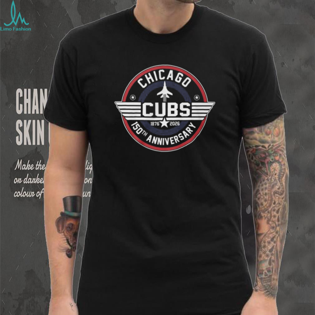 Chicago Cubs 150th Anniversary 1876 2026 Fighter Jet Style Logo T Shirt