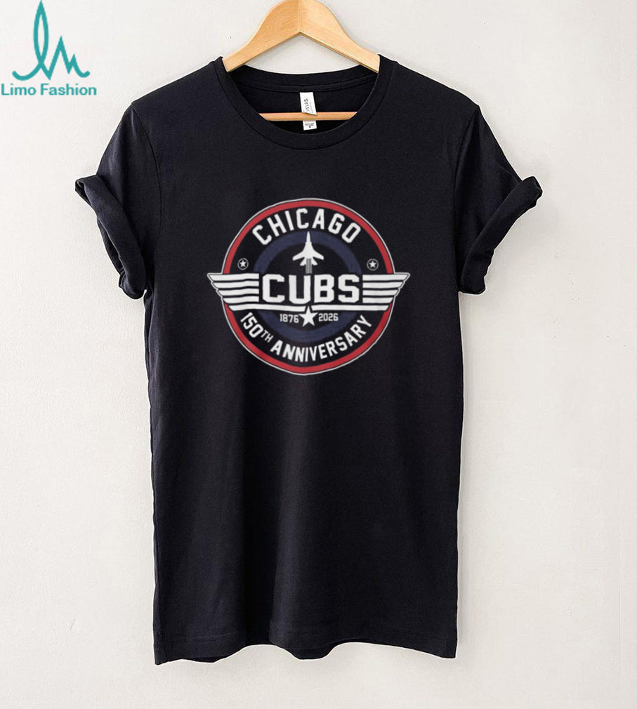 Chicago Cubs 150th Anniversary 1876 2026 Fighter Jet Style Logo T Shirt