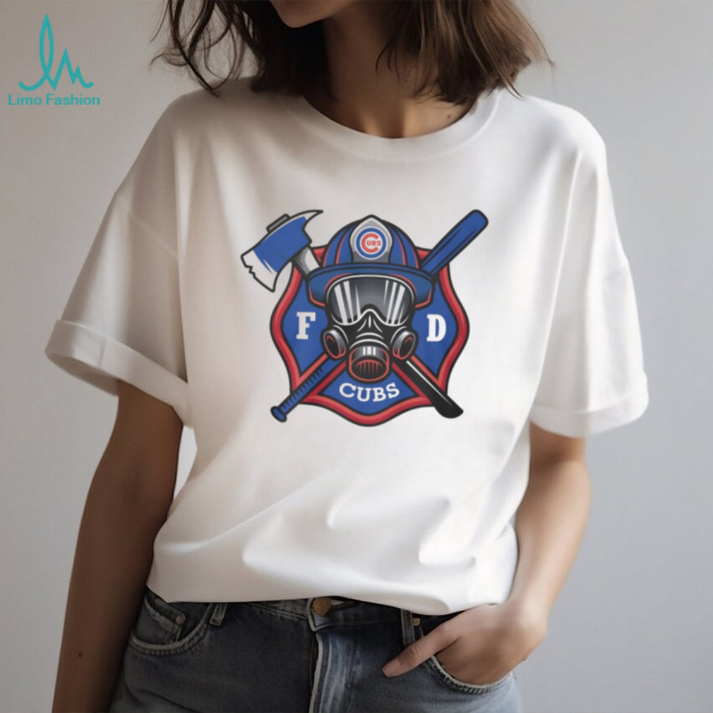 Chicago Cubs Baseball Fire Dept Mascot Logo T Shirt