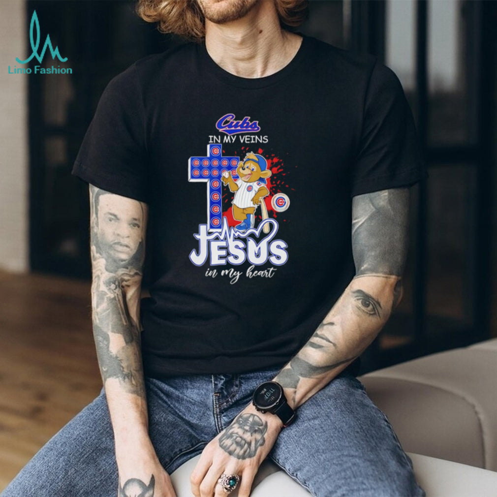 Chicago Cubs “Cubs In My Veins, Jesus In My Heart” Christian Baseball Fan T Shirt