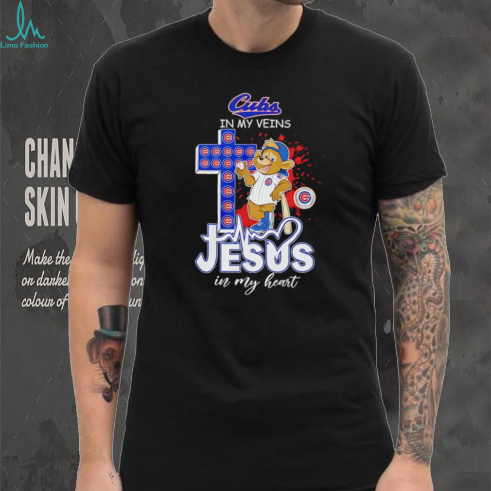 Chicago Cubs “Cubs In My Veins, Jesus In My Heart” Christian Baseball Fan T Shirt