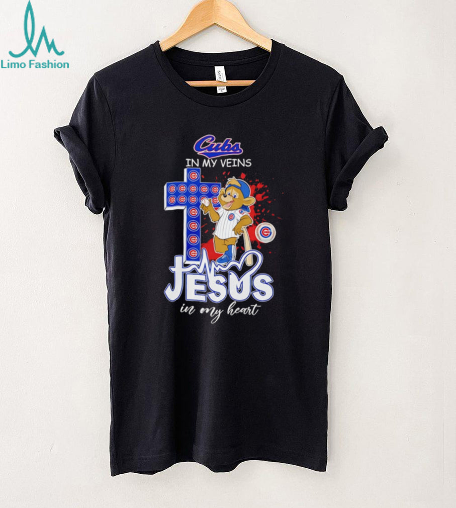 Chicago Cubs “Cubs In My Veins, Jesus In My Heart” Christian Baseball Fan T Shirt