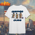 Chicago Cubs Three Running Hot Dogs Wearing Blue Hats And Gloves Sports Graphic Shirt