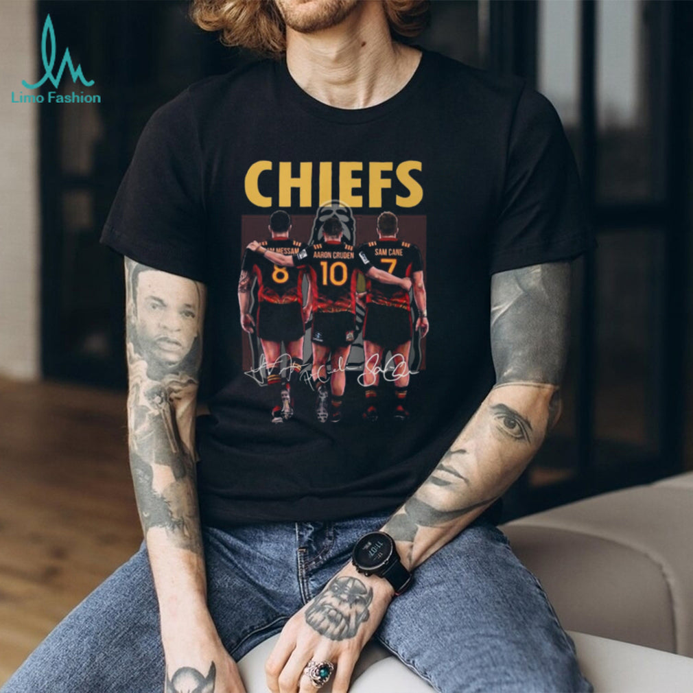 Chiefs Rugby Powerhouse Liam Messam Aaron Cruden Sam Cane Signature T Shirt