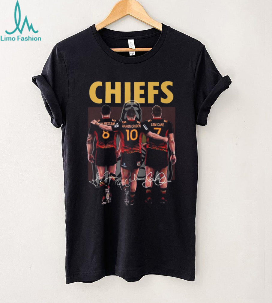 Chiefs Rugby Powerhouse Liam Messam Aaron Cruden Sam Cane Signature T Shirt