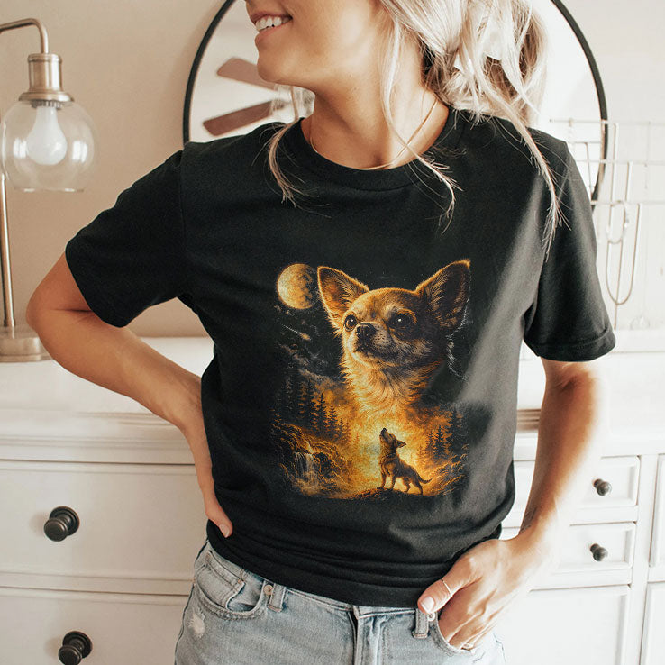 Chihuahua Howling To The Moon T Shirt