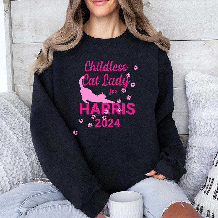 Childless Cat Lady For Harris 2024 T Shirt