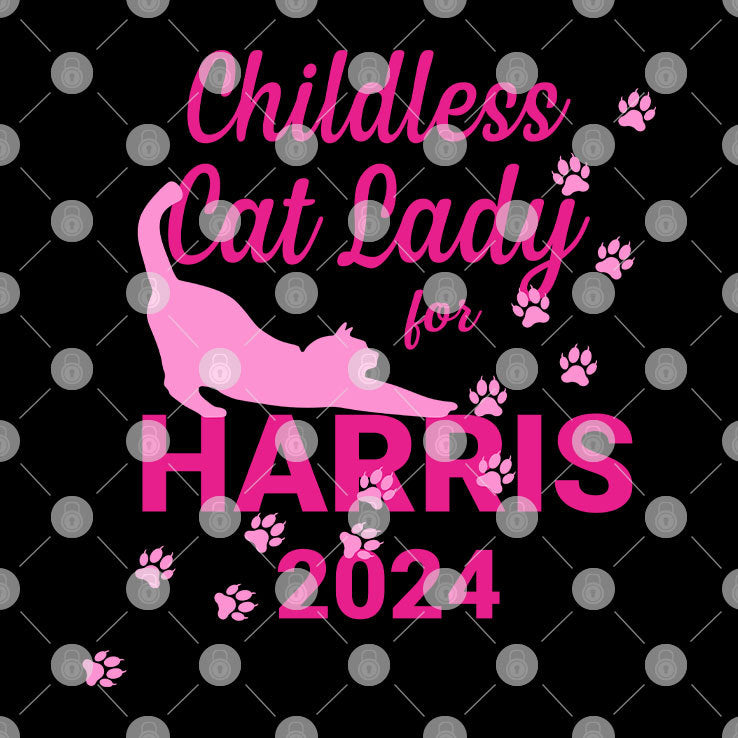 Childless Cat Lady For Harris 2024 T Shirt