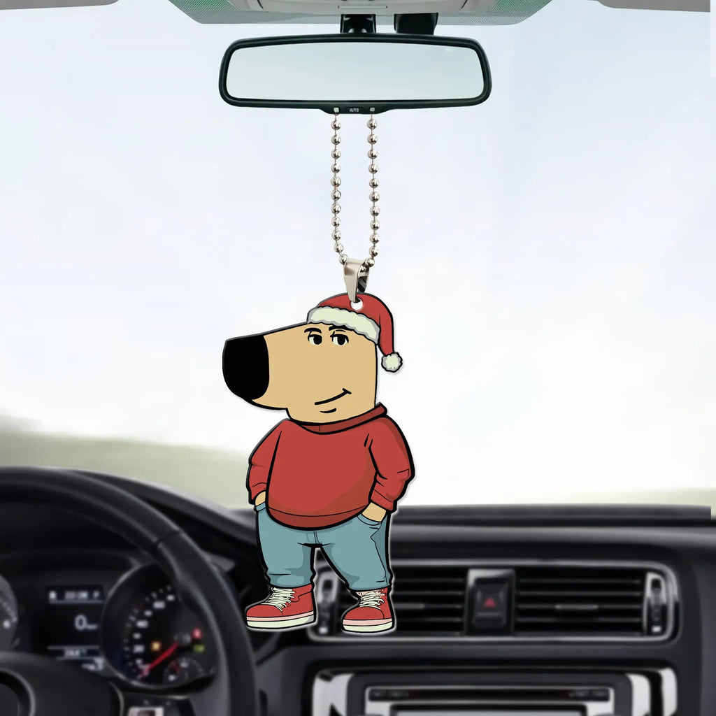 Chill Guy Christmas Wood Car Ornament