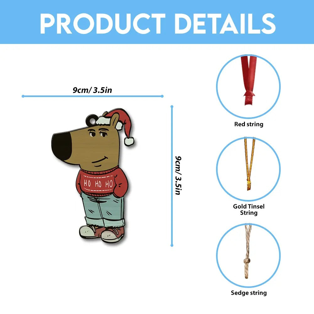 Chill Guy Christmas Wood Ornament