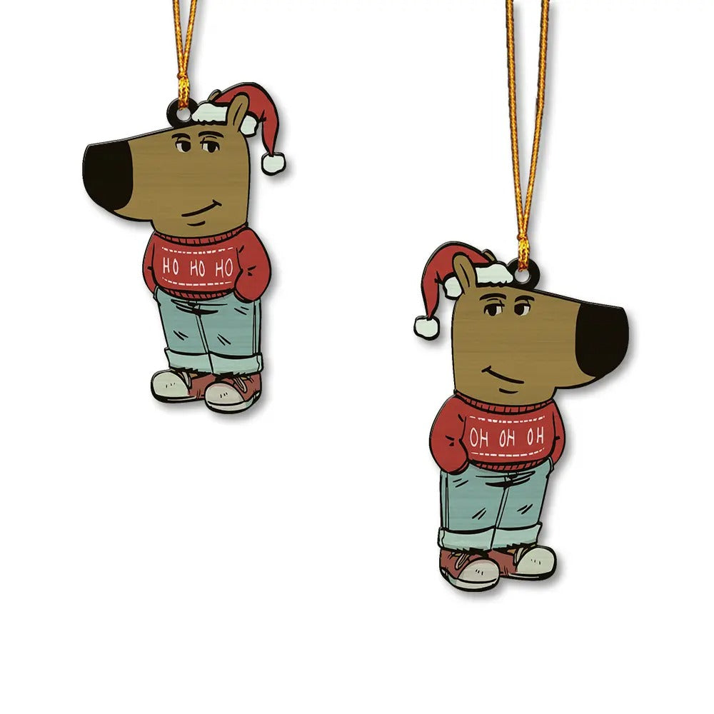 Chill Guy Christmas Wood Ornament