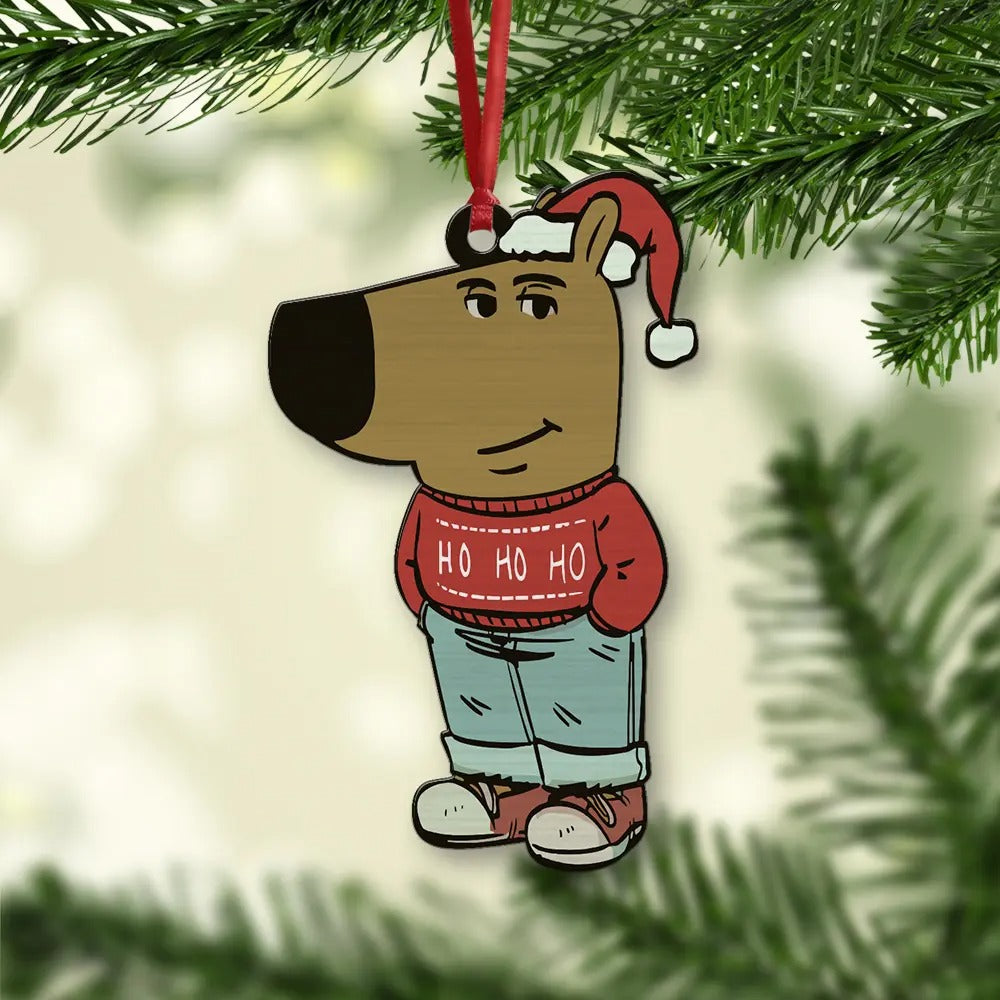 Chill Guy Christmas Wood Ornament