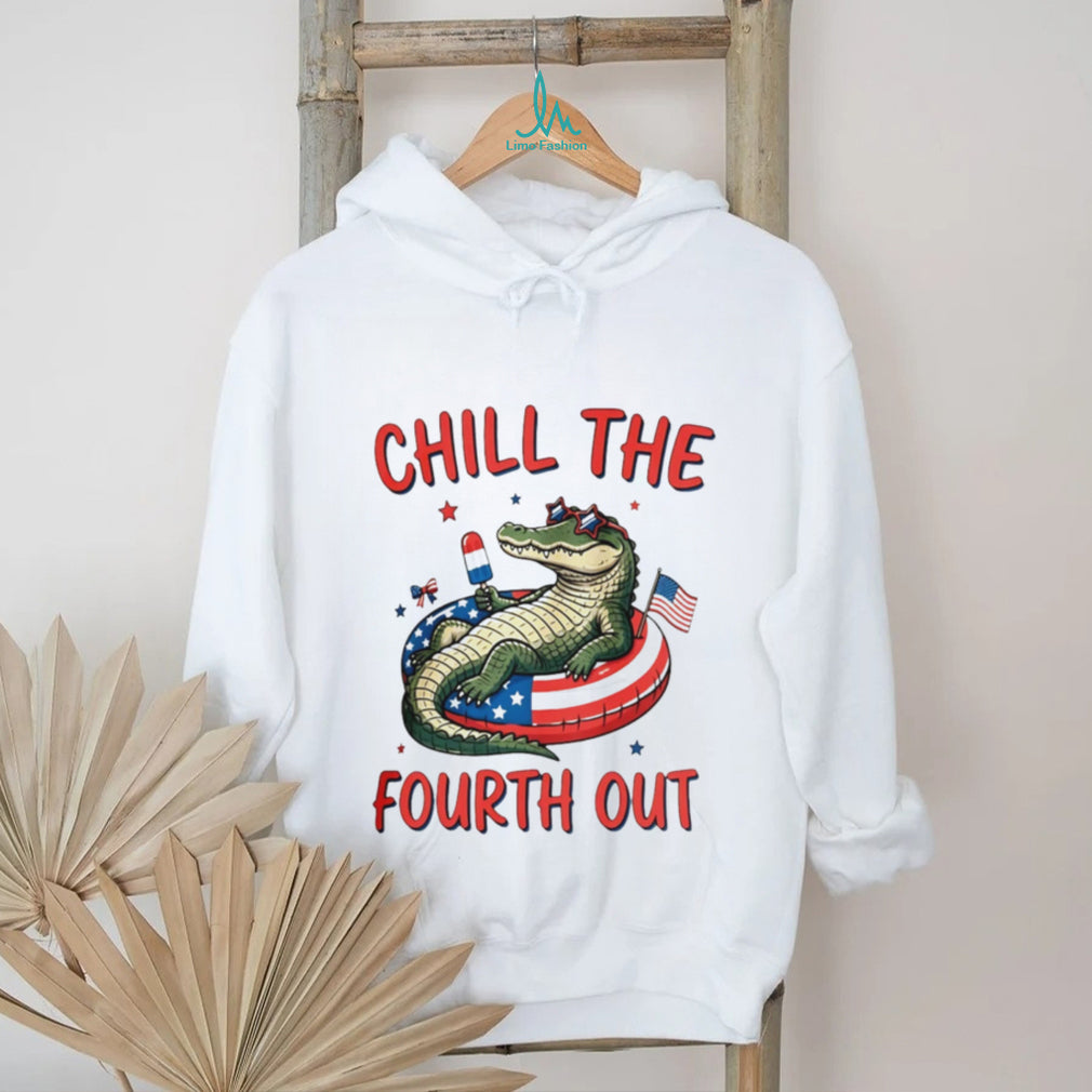 Chill The Fourth Out Patriotic Alligator 4th of July Summer Retro Unisex T Shirt