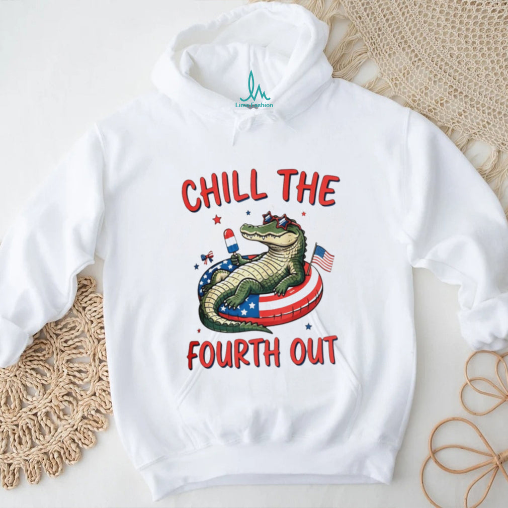 Chill The Fourth Out Patriotic Alligator 4th of July Summer Retro Unisex T Shirt