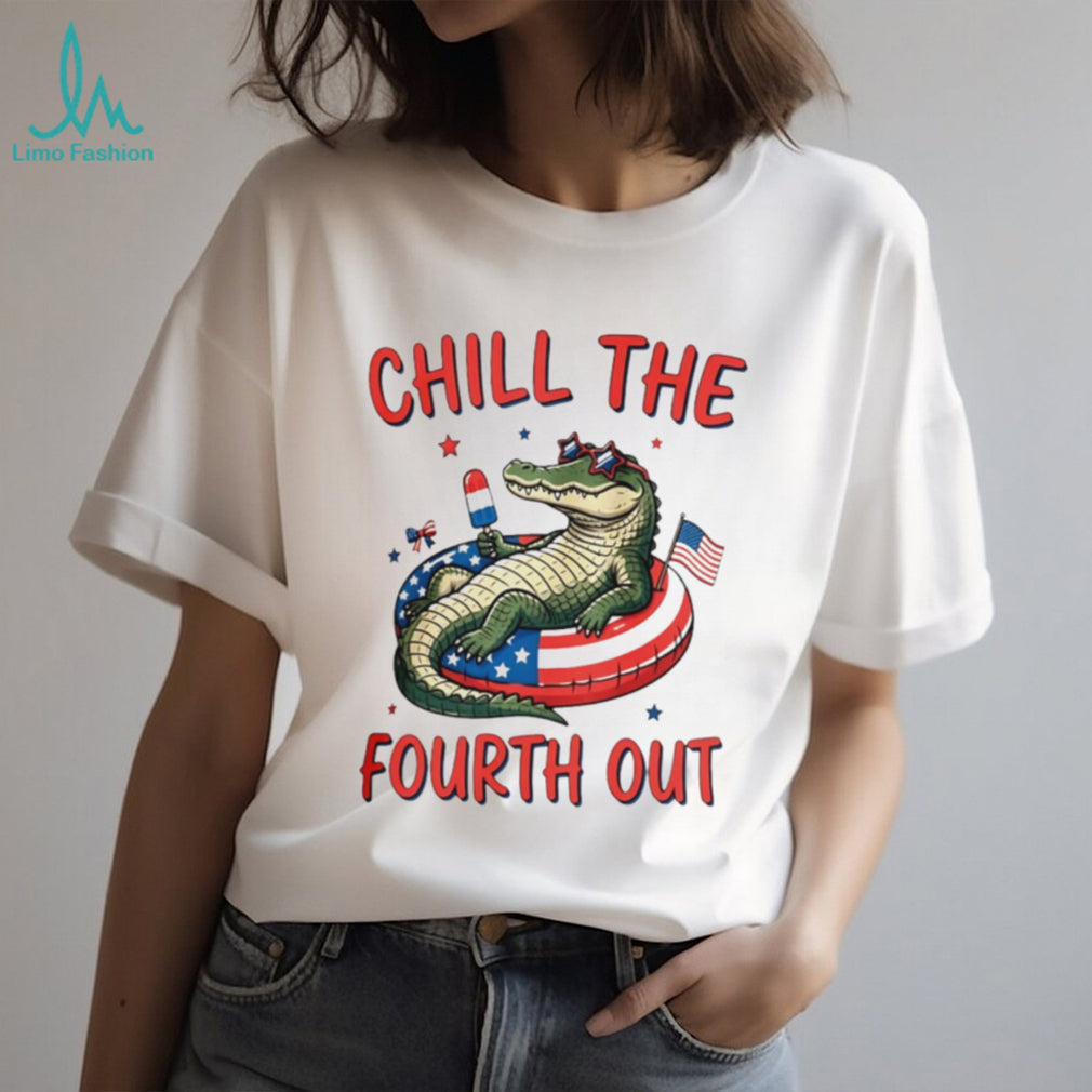 Chill The Fourth Out Patriotic Alligator 4th of July Summer Retro Unisex T Shirt